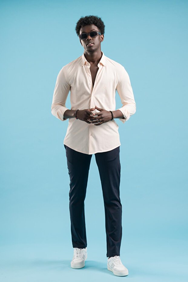 Regular Fit Collar Buttoned Cotton Lycra Shirt