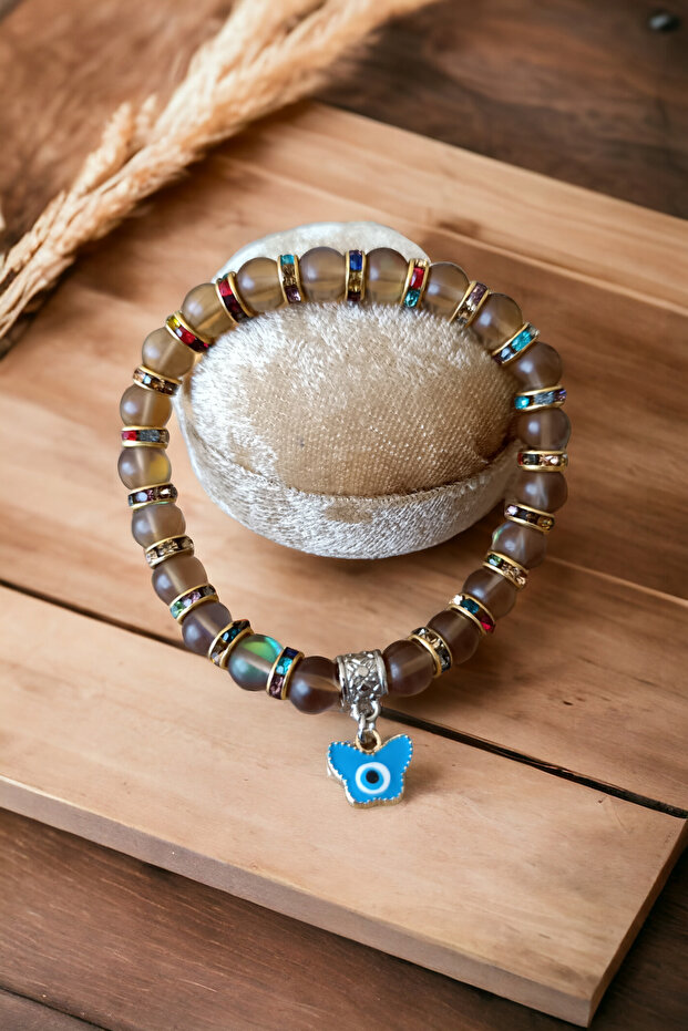 Thermal Quartz Pattern Natural Stone Bracelet Colorful Rolling Pin Bracelet Original Stone