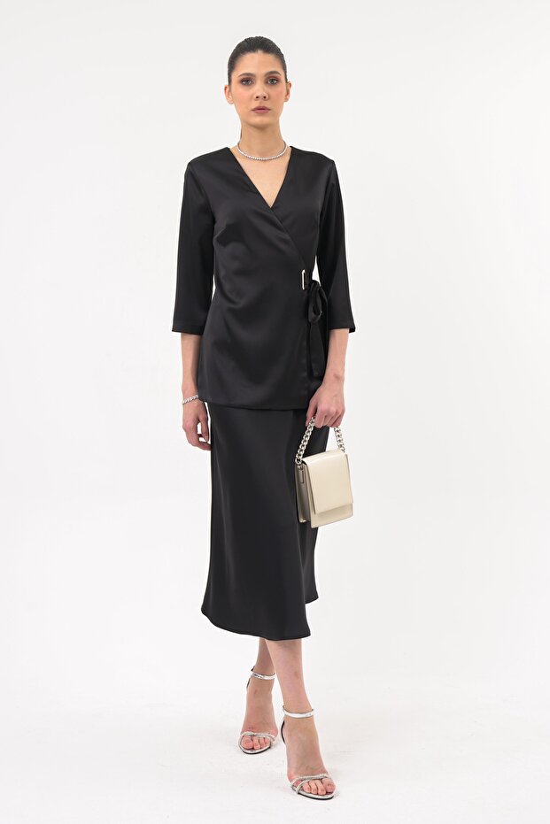 Kruvaze Kemerli Bluz - 3