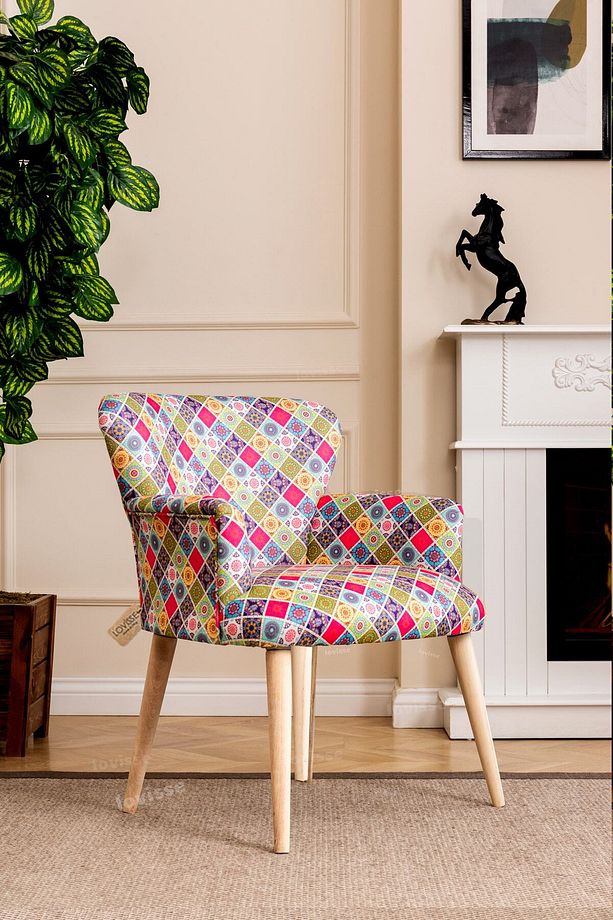 Patchwork Otantik Berjer Etnik Retro Tekli Koltuk Balkon, Ofis, Bekleme, Güzellik Merkezi, Çay Seti - 1