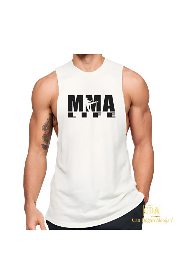 قميص رياضي أبيض MMA LIFE