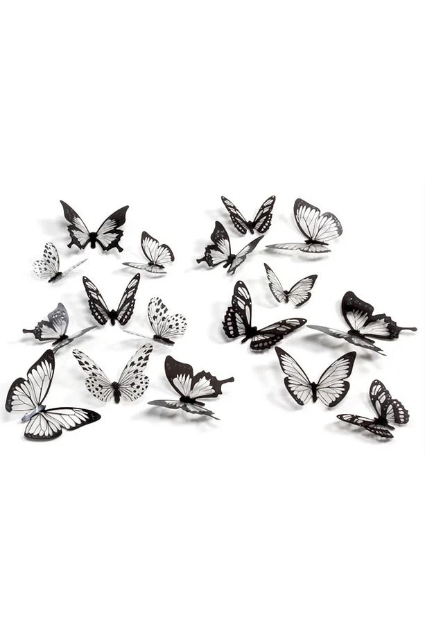 18 Adet 3D Duvar Sticker Çift Kanatlı Simli Kelebek PVC Wall Sticker Butterfly - 3