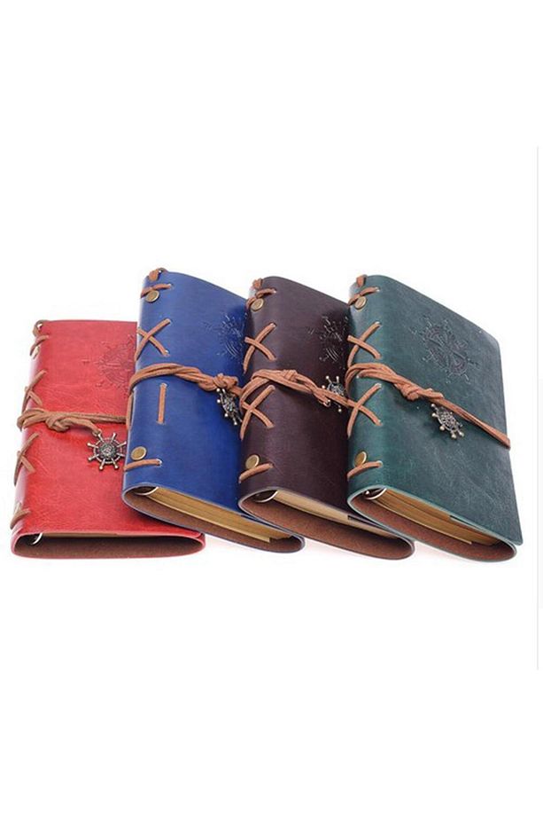Pusula Tasarımlı Deri Kapaklı Retro Defter Ve Mürekkepli Tüylü Kalem Divit Hokka Set Özel Vip Üretim - 4