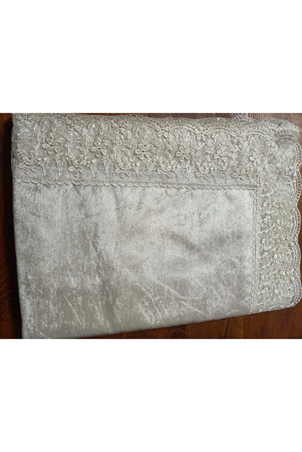 Velvet Tablecloth with Guipure Lace 160X220 cm Tablecloth for 12 People