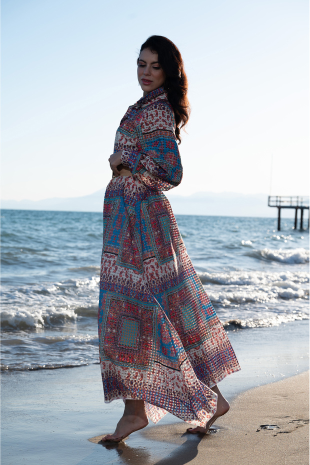 Desenli Anvelop Elbise - 4