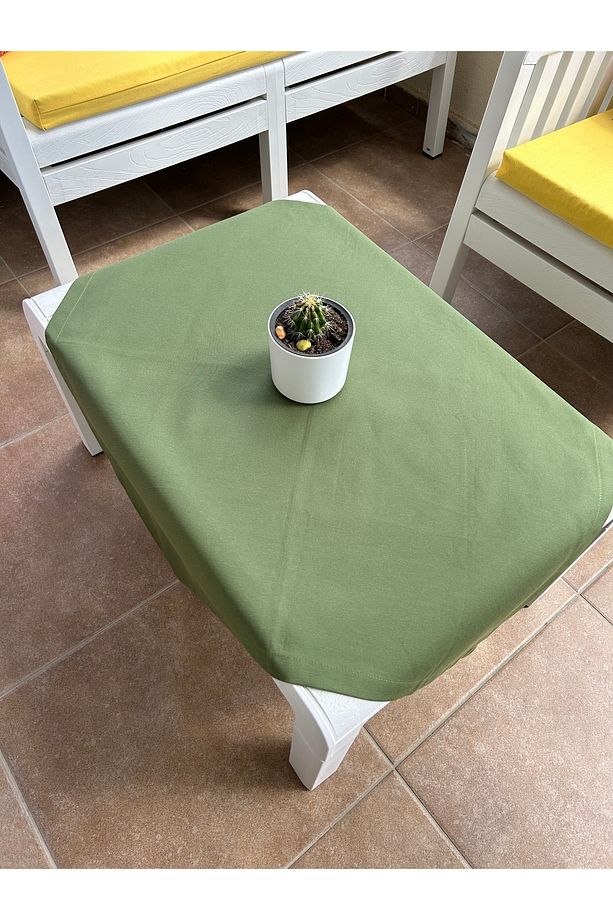 Sıvı Geçirmez Dertsiz Pamuk Keten Kare Masa Örtüsü 80cm x 80cm - 5