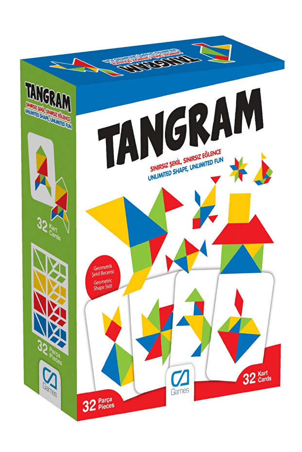 Tangram 32 Piece Unlimited Shape Unlimited Fun Educational Intelligence Game for 5+Years Old Children