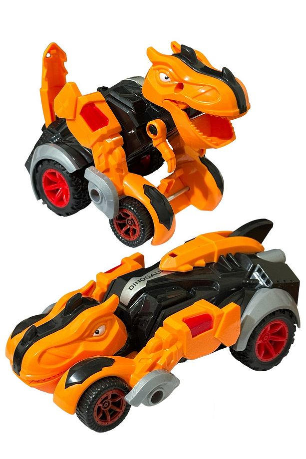 Trex Dinazor Figür Araba Sürtmeli Teker Transformers Robot Dinozor 15cm TURUNCU - 1