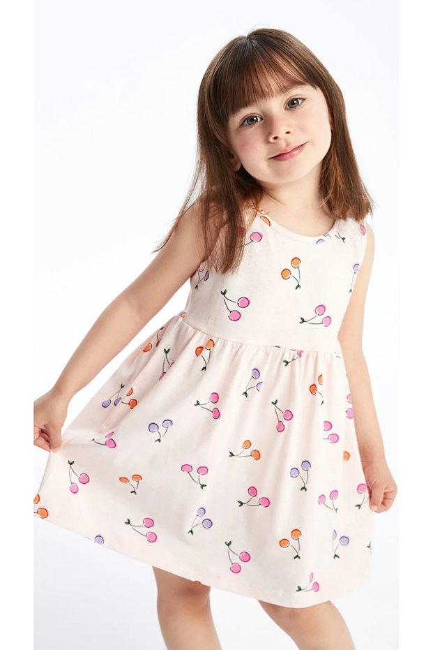 LCW baby Crew Neck Printed Baby Girl Dress
