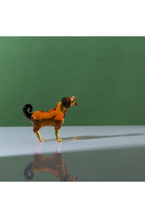 Kahverengi Köpek Cam Biblo - Küçük Boy - 2