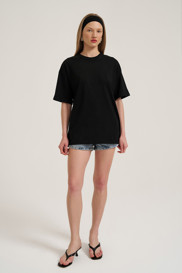 Basic Oversize Tişört Siyah - 2