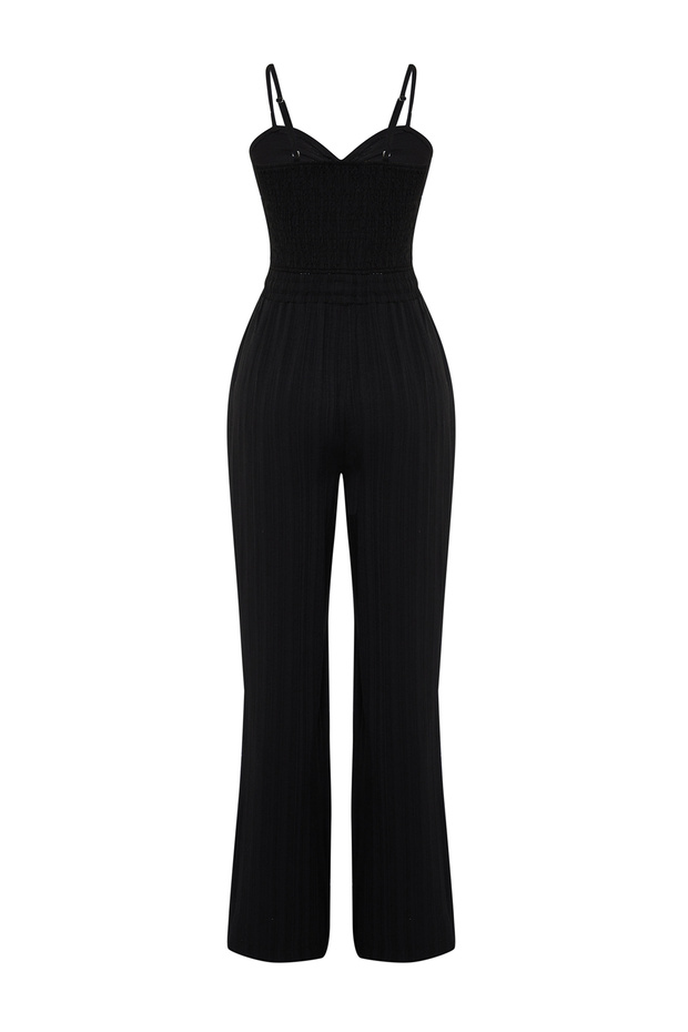 Siyah Dokulu Bluz Pantolon Plaj Takım TBESS24AU00076 - 6