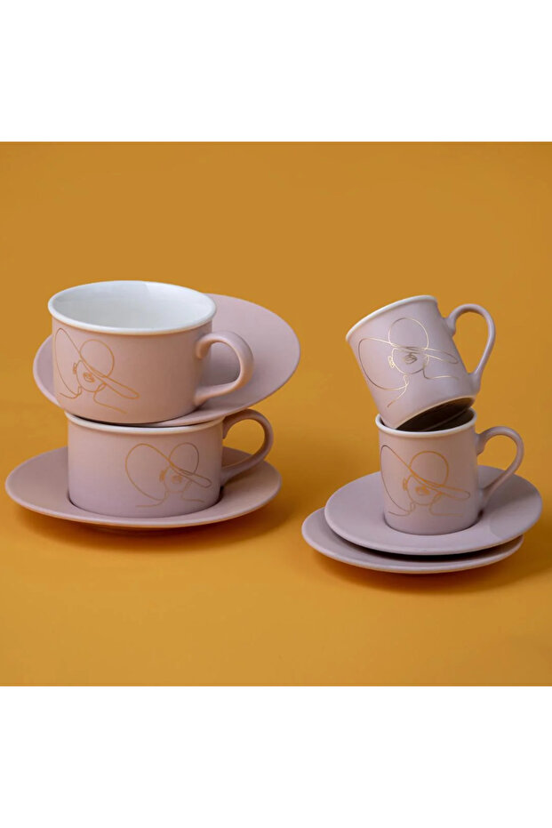 مجموعة أكواب الشاي باللون البيج من Joy - 4