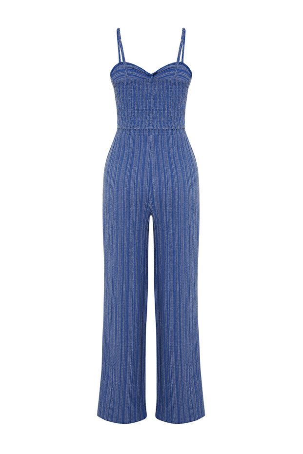 Mavi Dokulu Bluz Pantolon Plaj Takım TBESS24AU00076 - 8