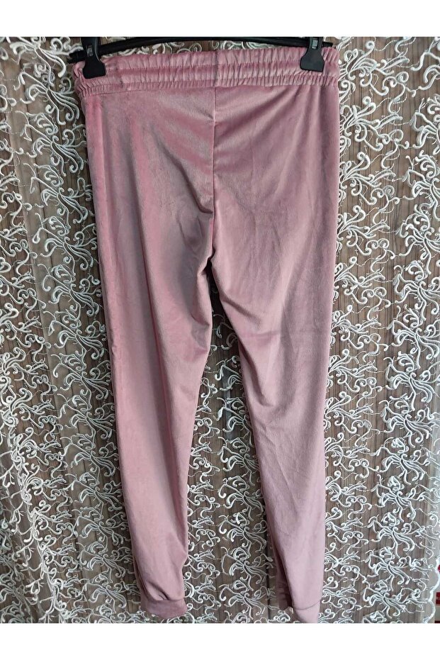 Fransız Kadife Yumuşak Bilek Manşetli/lastikli Cepli Pijama Jogger Eşofman Tek Alt - 2