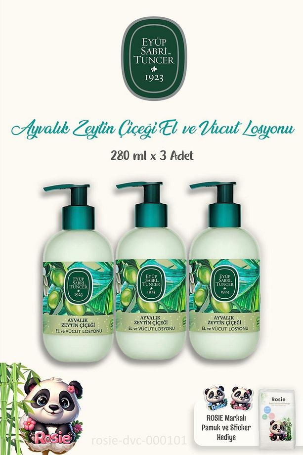 Ayvalık Zeytin Çiçeği Vücut Losyonu 280 ml ve 60'lı ROSIE Pamuk - 1