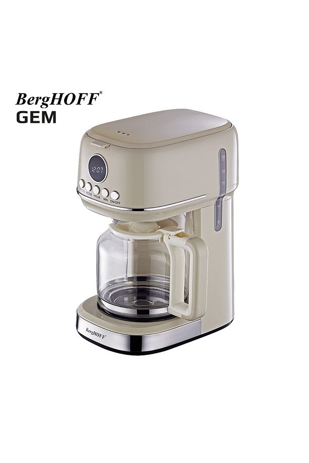 GEM RETRO 15 Bardak Filtre Kahve Makinesi ve RETRO Krem Rengi Yuvarlak Su Isıtıcısı Kettle Seti - 2