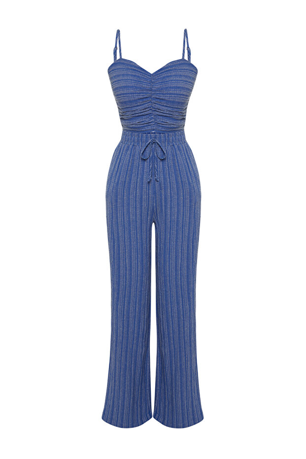 Mavi Dokulu Bluz Pantolon Plaj Takım TBESS24AU00076 - 7