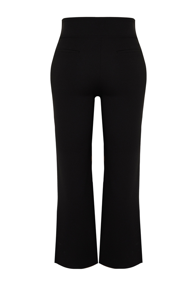 Černé kalhoty s vysokým pasem a detaily ve tvaru zvonu, pletené, velké velikosti, TBBSS24AR00030 - 8