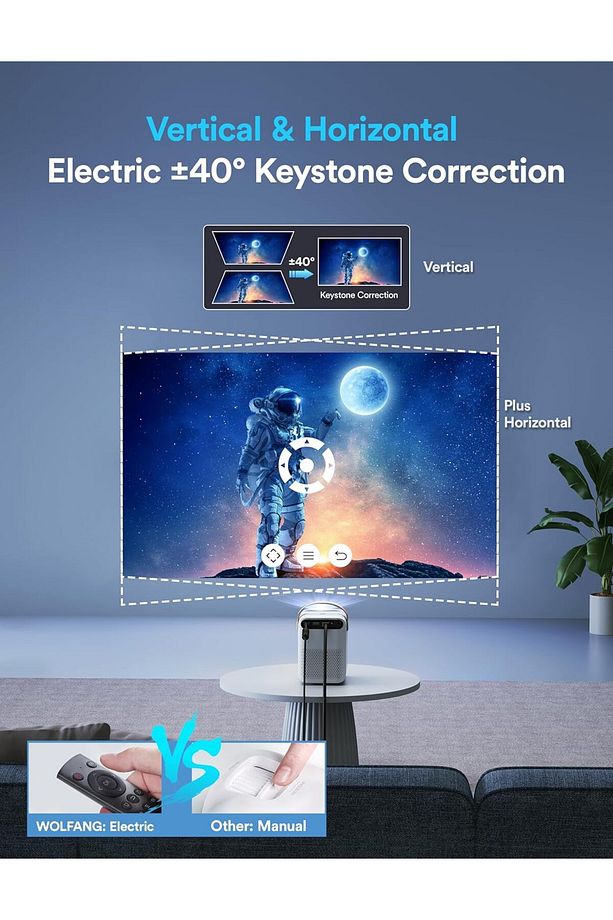 Mini Projektör  4K Destekli Taşınabilir Projektör 5G WiFi, BT 5.2, 12.000 LM 200" Ekranlı - 4