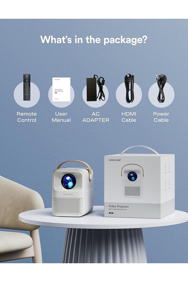 Mini Projektör  4K Destekli Taşınabilir Projektör 5G WiFi, BT 5.2, 12.000 LM 200" Ekranlı - 5
