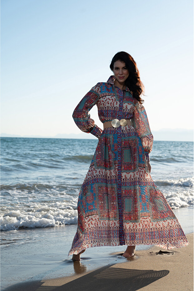 Desenli Anvelop Elbise - 3