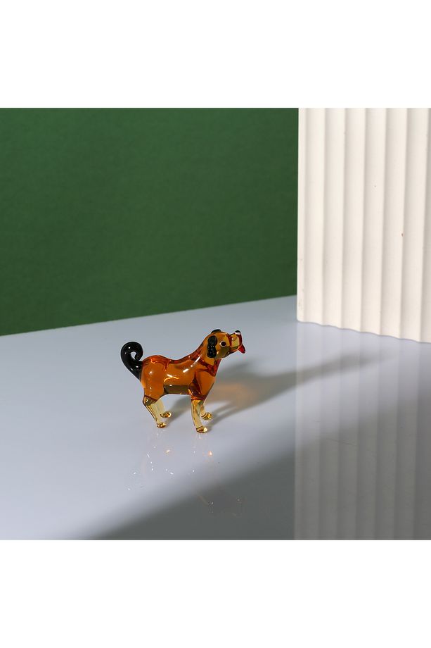 Kahverengi Köpek Cam Biblo - Küçük Boy - 3