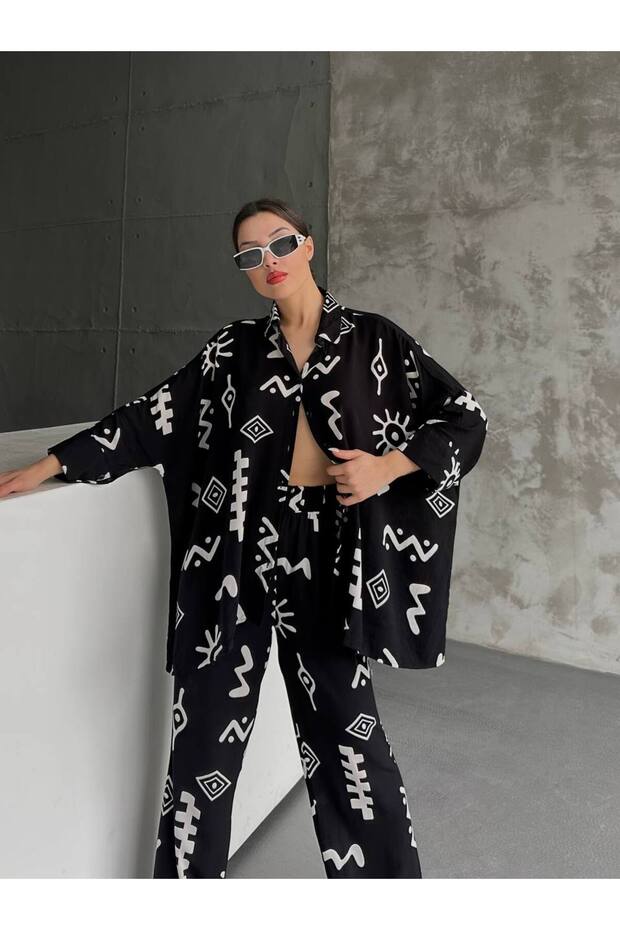 BOTTOM LINEN SET PATTERNED OVERSIZE - 2