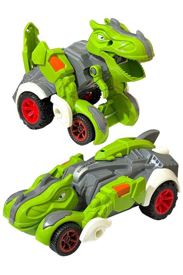 Trex Dinazor Figür Araba Sürtmeli Teker Transformers Robot Dinozor 15cm YEŞİL - 1