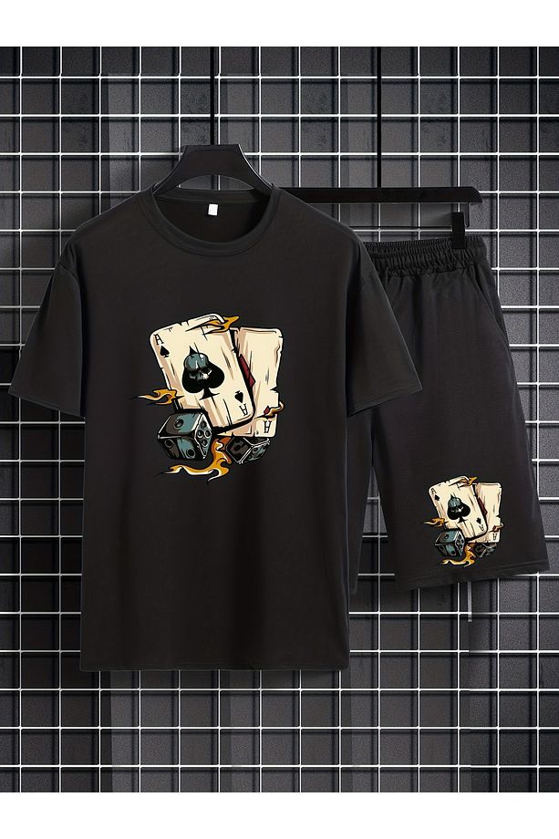 Trendy Poker Element grafik Baskılı 2 li set - 1