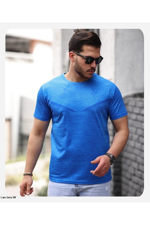 Mens Style Micro Patterned Crew Neck T-Shirt