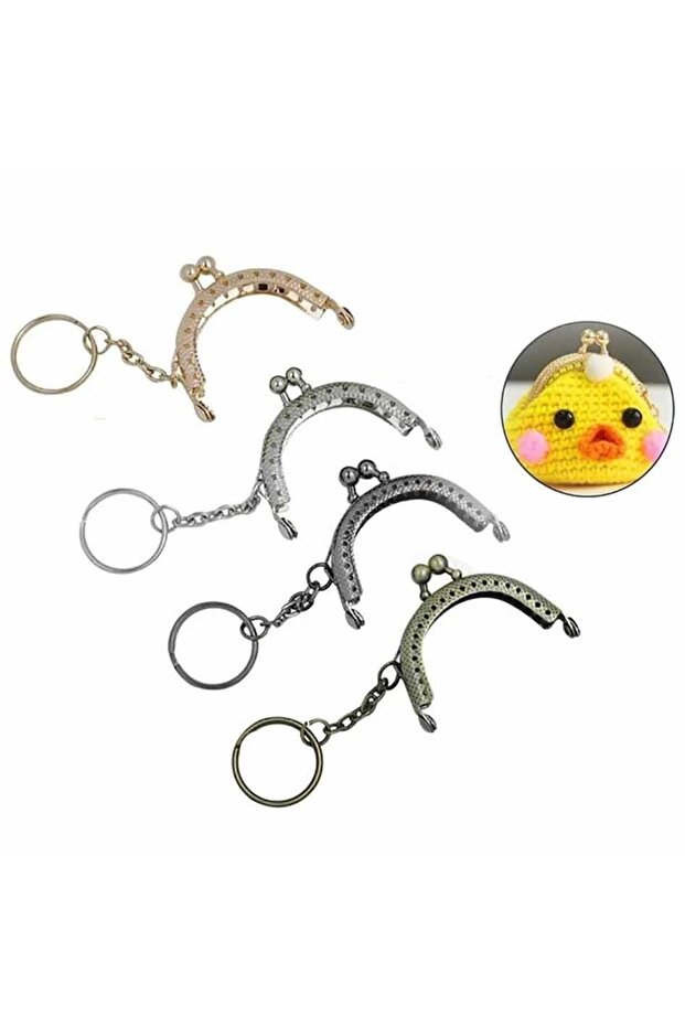 Mini Cüzdan Klips Anahtarlık Oval Siyah ( 1 Adet ) 5 Cm - 1