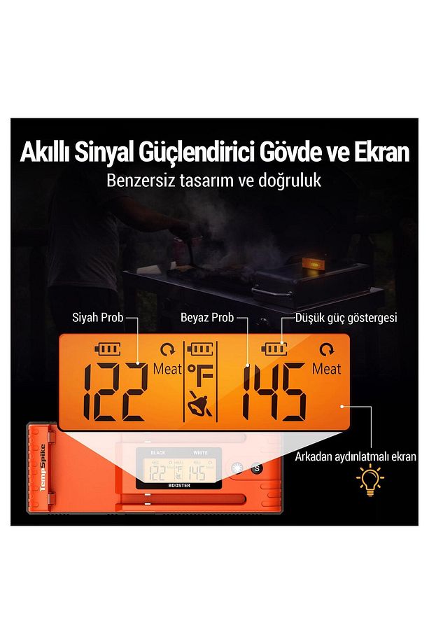 TP962 Bluetooth, Digital,Çift Problu Profesyonel Et Termometresi - 4