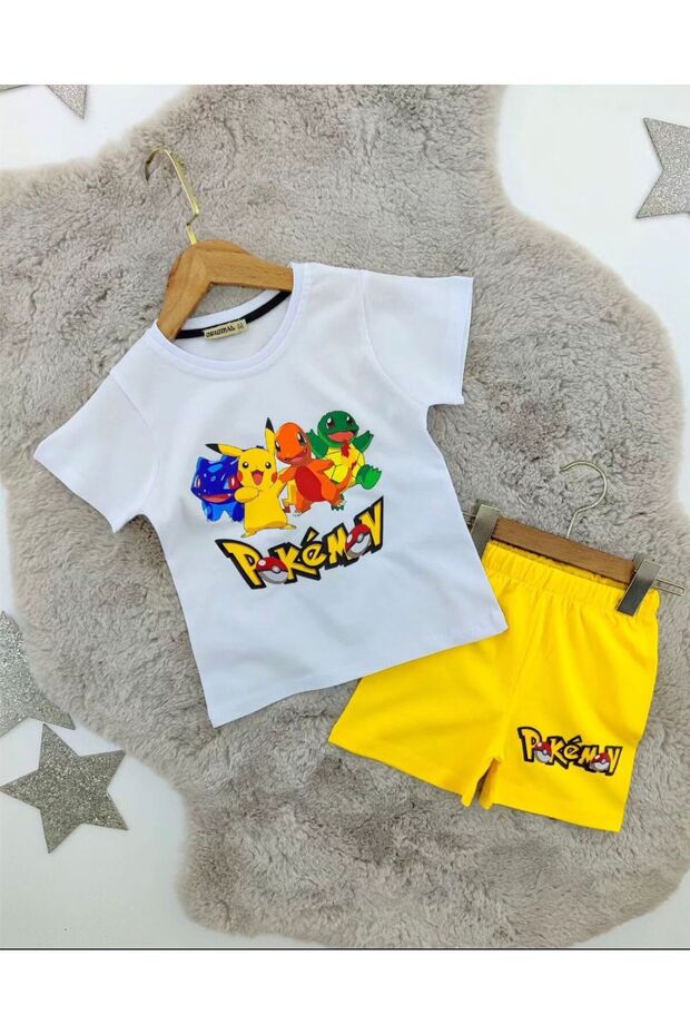 Pokemon Printed Men's Shorts T-shirt Set