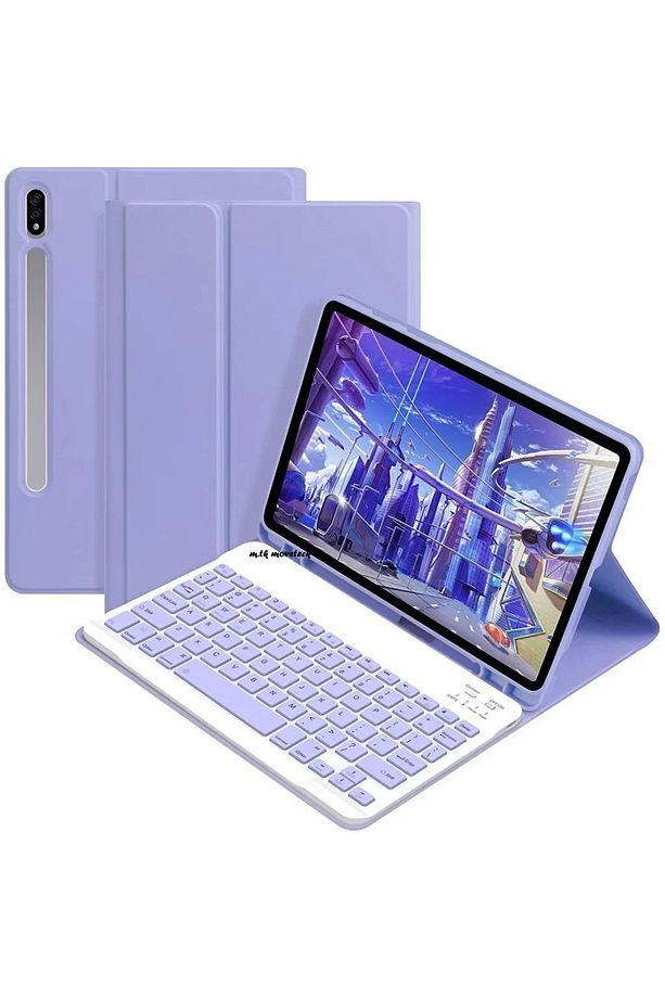 Samsung Galaxy Tab S7 Fe S8 Plus 12.4inç Uyumlu Klavyeli Tablet Kılıfı Kalem Bölmeli Bluetooth - 1