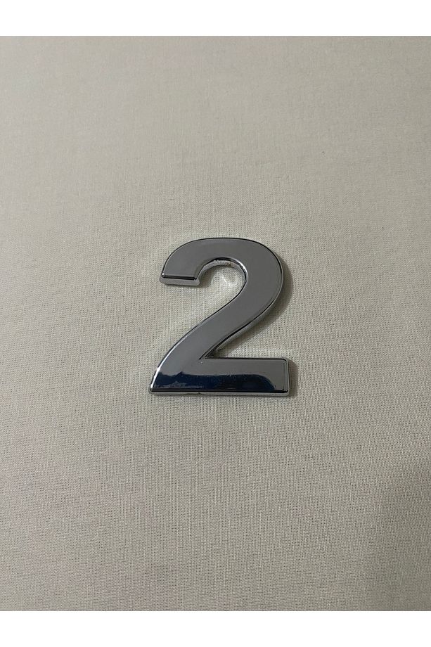 2 (İKİ) NUMARA Yapışkanlı Daire Bina Villa Kapı Numarası Krom Crom 4 CMx5CM NO:2 PLASTİK - 1