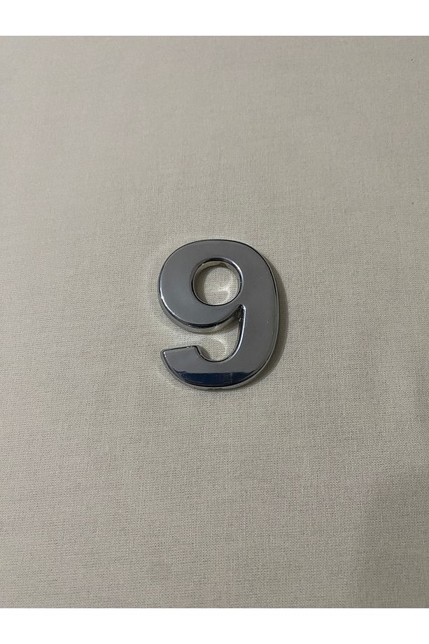9 (DOKUZ) NUMARA Yapışkanlı Daire Bina Villa Kapı Numarası Krom Crom 4 CMx5CM NO:9 PLASTİK - 1