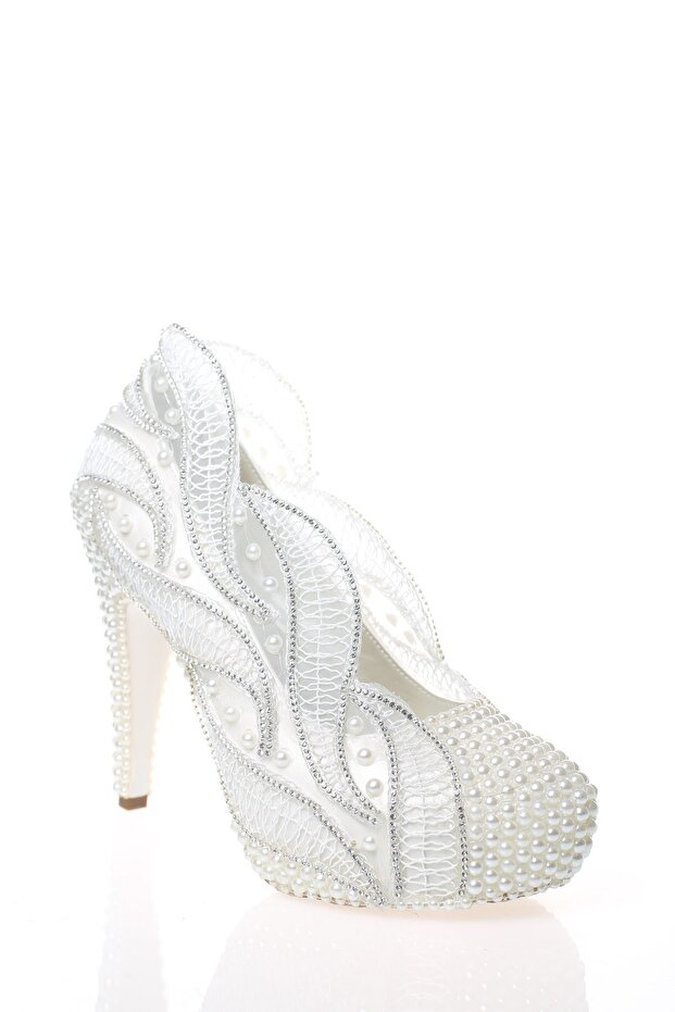 Kadın Sedef Inci Taş Işlemeli Gelin Ayakkabı - 3