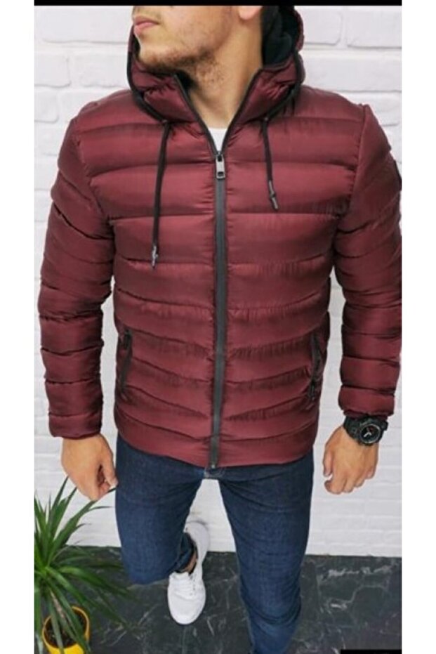 Erkek Polar Astarlı Şişme Mont 3180 Bordo - 1