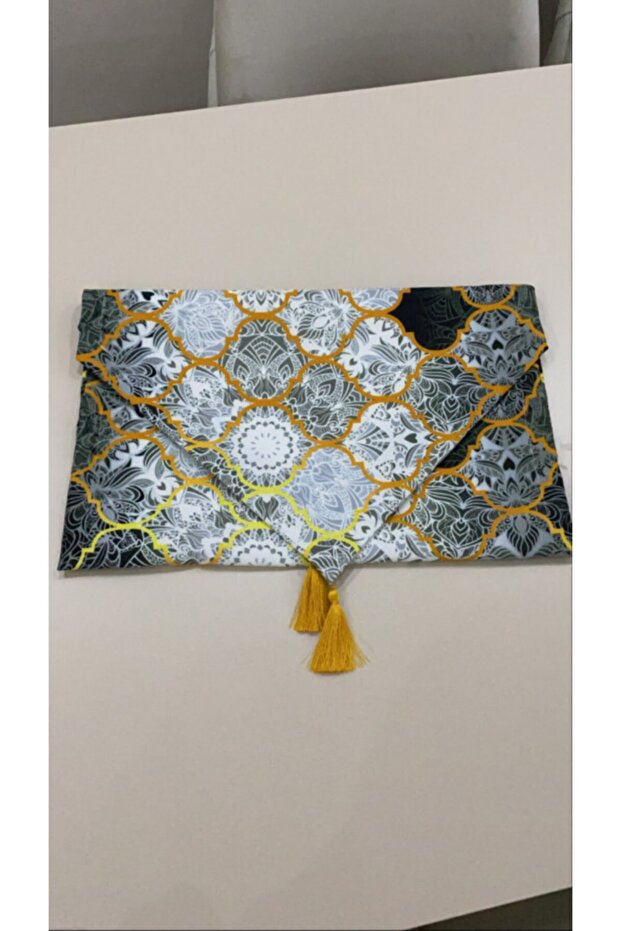 Siyah Macaron Desenli Runner - 2