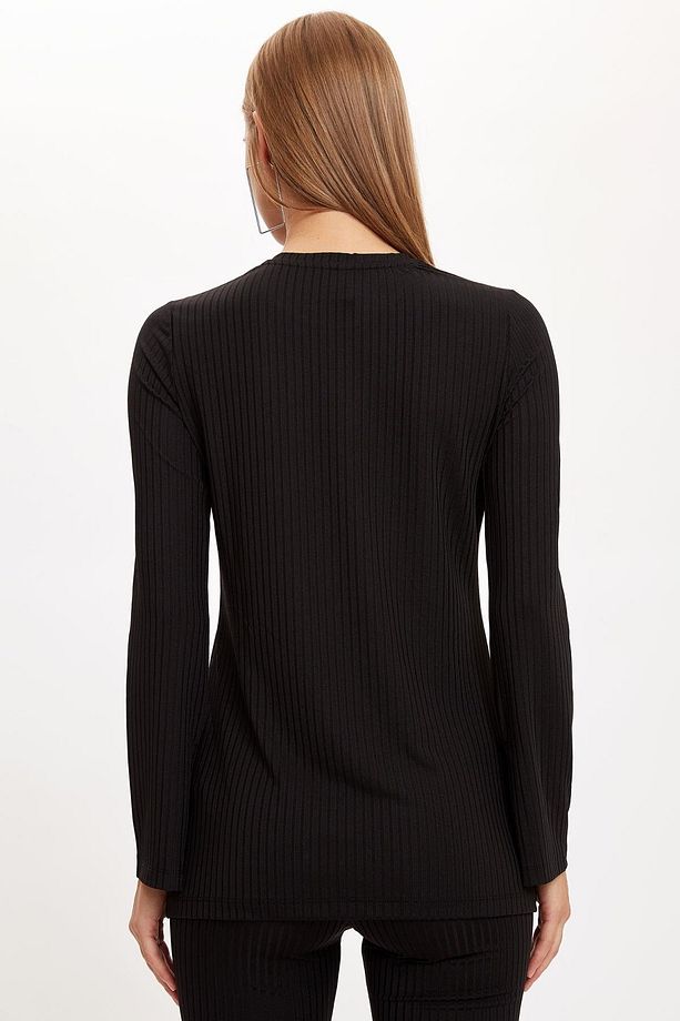 Regular Fit Uzun Kollu Basic Tişört - 4