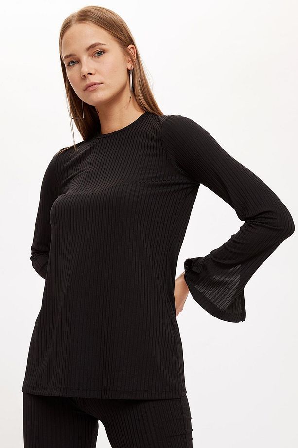 Regular Fit Uzun Kollu Basic Tişört - 6