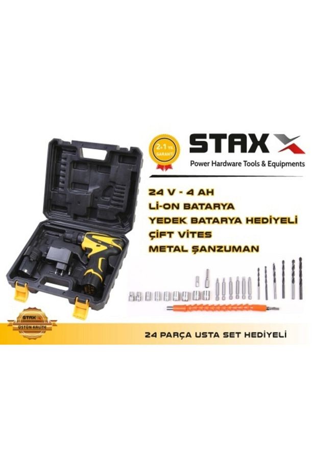 Stx 2440 X-torq Sjs Metal Dişli Çift Akülü Şarjlı Matkap 24 Parça Usta Set - 2