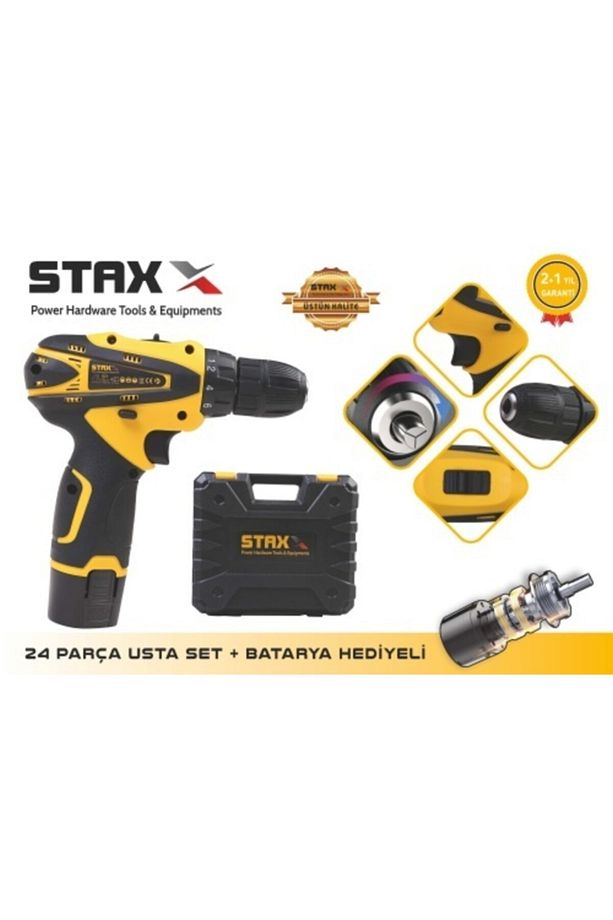 Stx 2440 X-torq Sjs Metal Dişli Çift Akülü Şarjlı Matkap 24 Parça Usta Set - 3