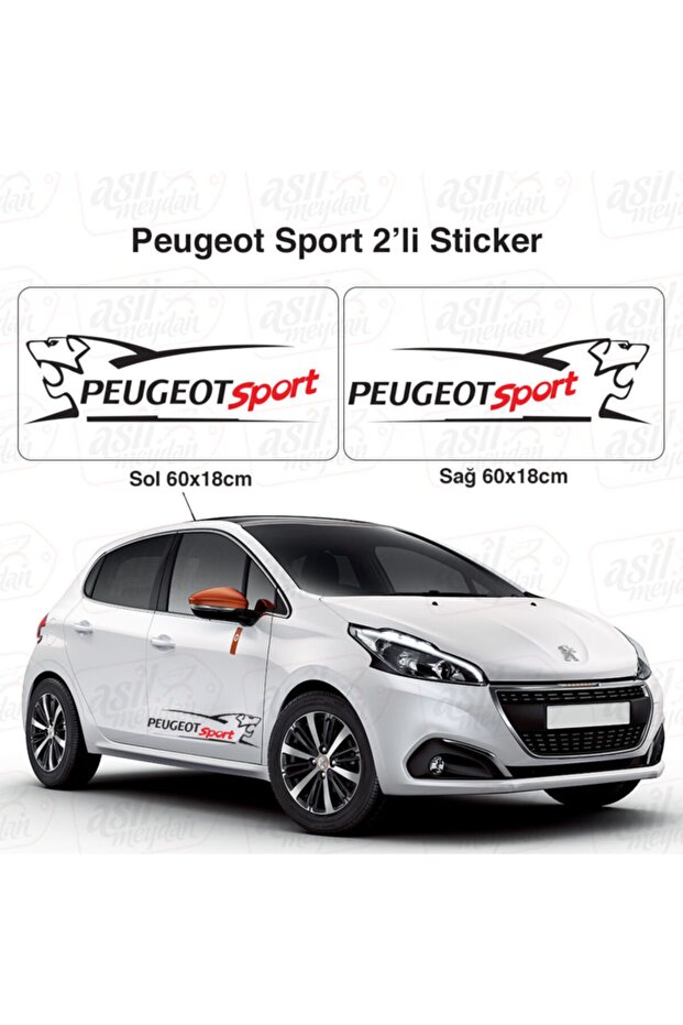 Pejo Peugeot Sport Black Red Door Side 2-Piece Sticker Car Auto Sticker, Accessory, Tuning, Modified
