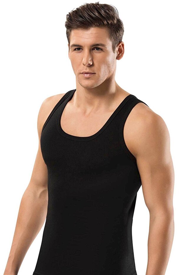 3 Pieces 1110 Ribana Combed Cotton Black Undershirt Men's 100% Cotton Abani Classic