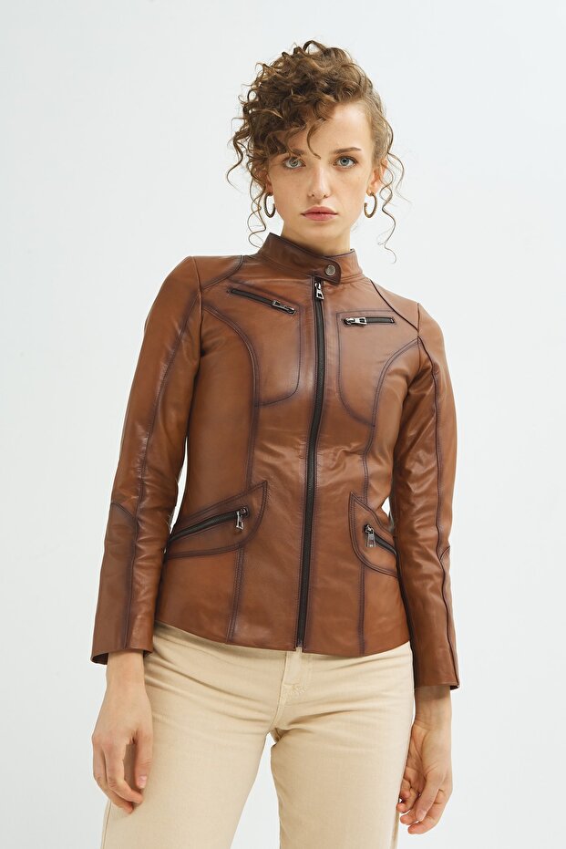 Kadın Taba Hakiki Deri Mont - 1