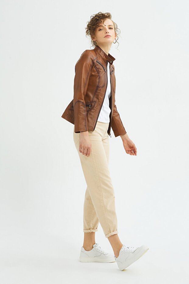 Kadın Taba Hakiki Deri Mont - 2