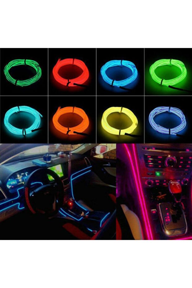 Car Interior Lighting Rope Neon Led Ice Blue 2 Meters - 1