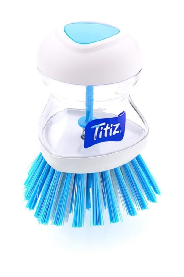 Color According to Stock Status Will Be Sent ⚠️ Plastic Dish Brush with Detergent Container (Blue)